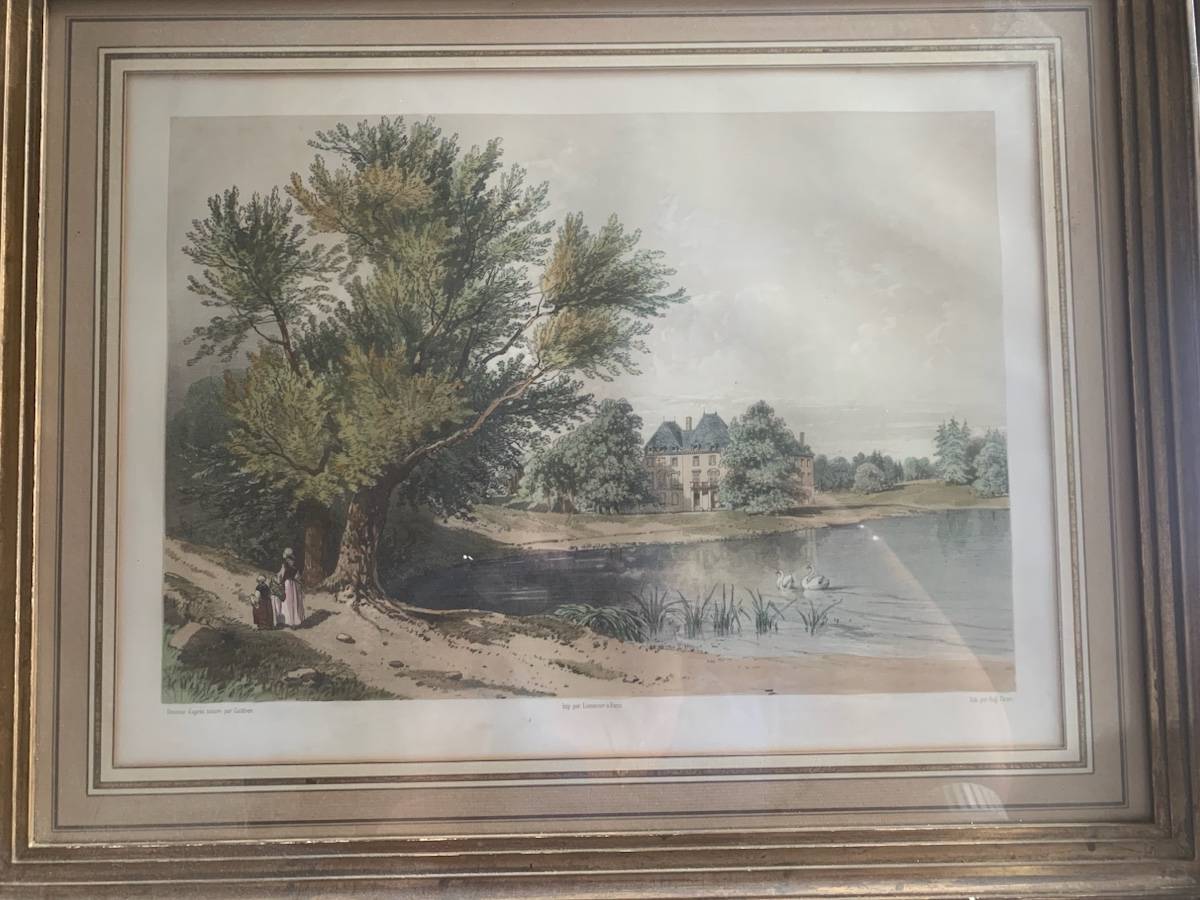 Je vends une lithographie XIXème « vue château et parc »