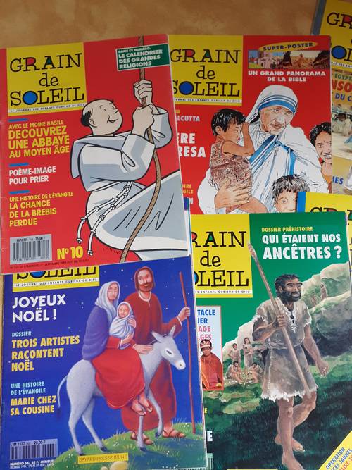 Vends un lot de magazines Grain de soleil, le journal des enfant curieux de Dieu