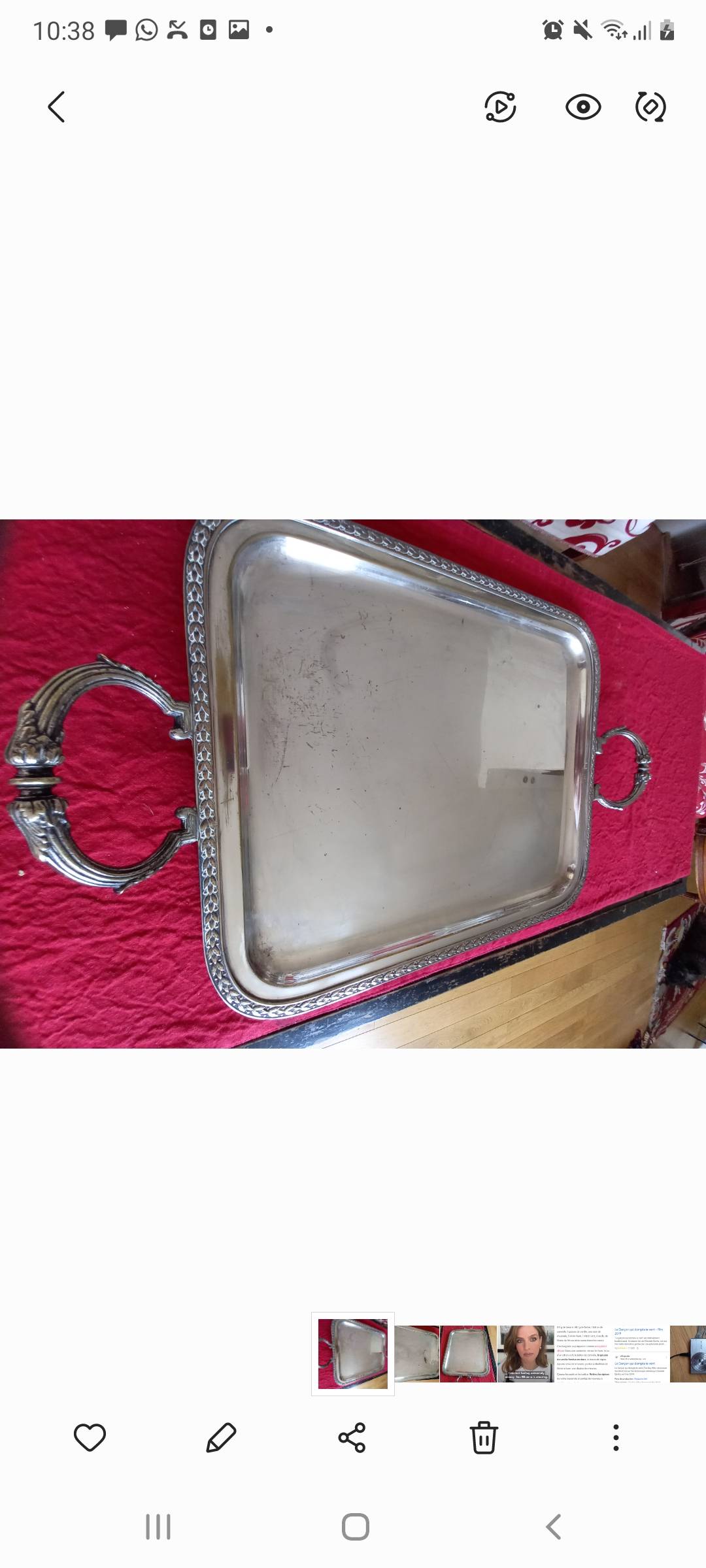 Vends magnifique plateau en métal argenté