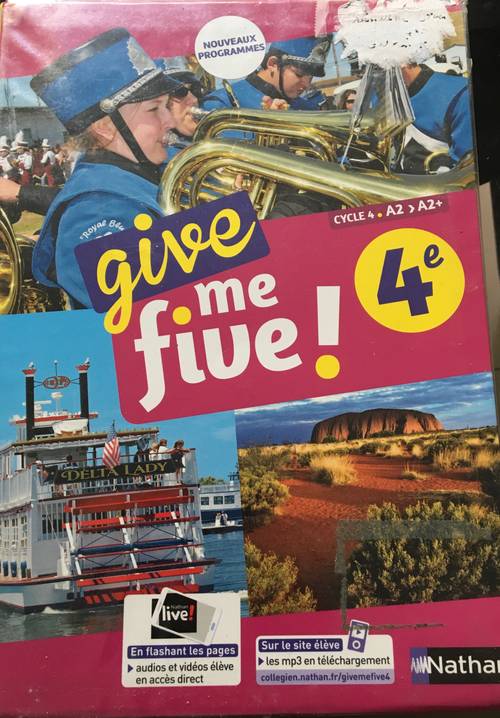 Vends Manuel d’Anglais Give me five niveau 4me Edition Nathan neuf