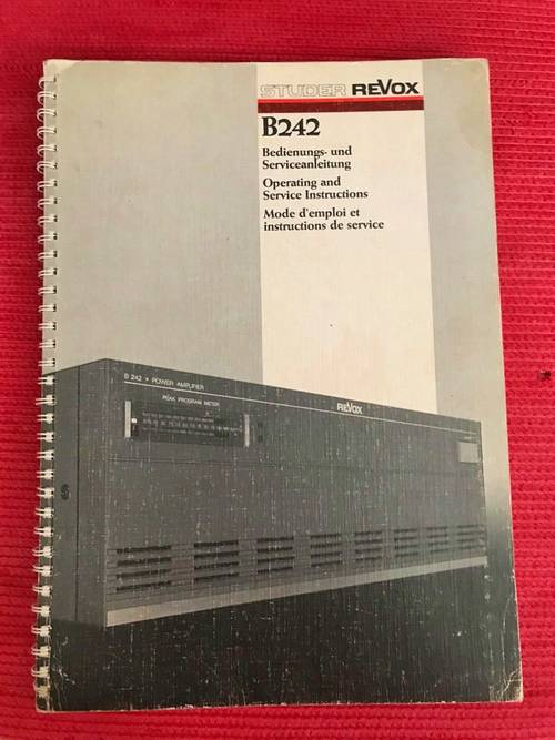 Vends manuel studer revox B242