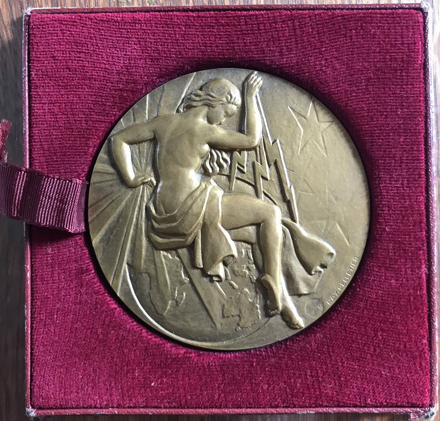 1890 Marianne Bronze French Art Medal by Vernon Société Des Fêtes Rueil