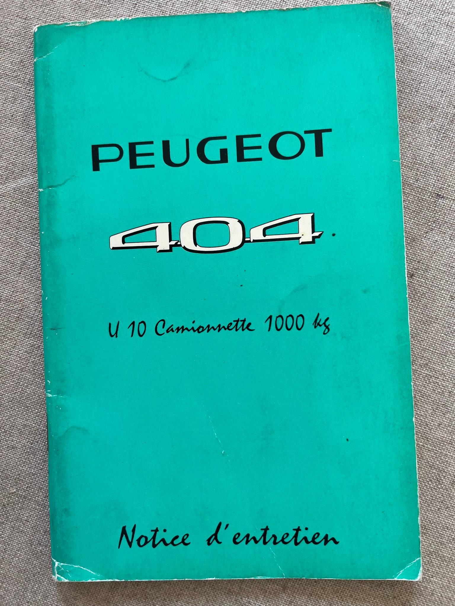 Vends notice Peugeot 404 U10 Camionnette septembre 1971