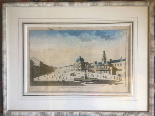 Vends vue d’optique XVIIIe, eau forte CADIX