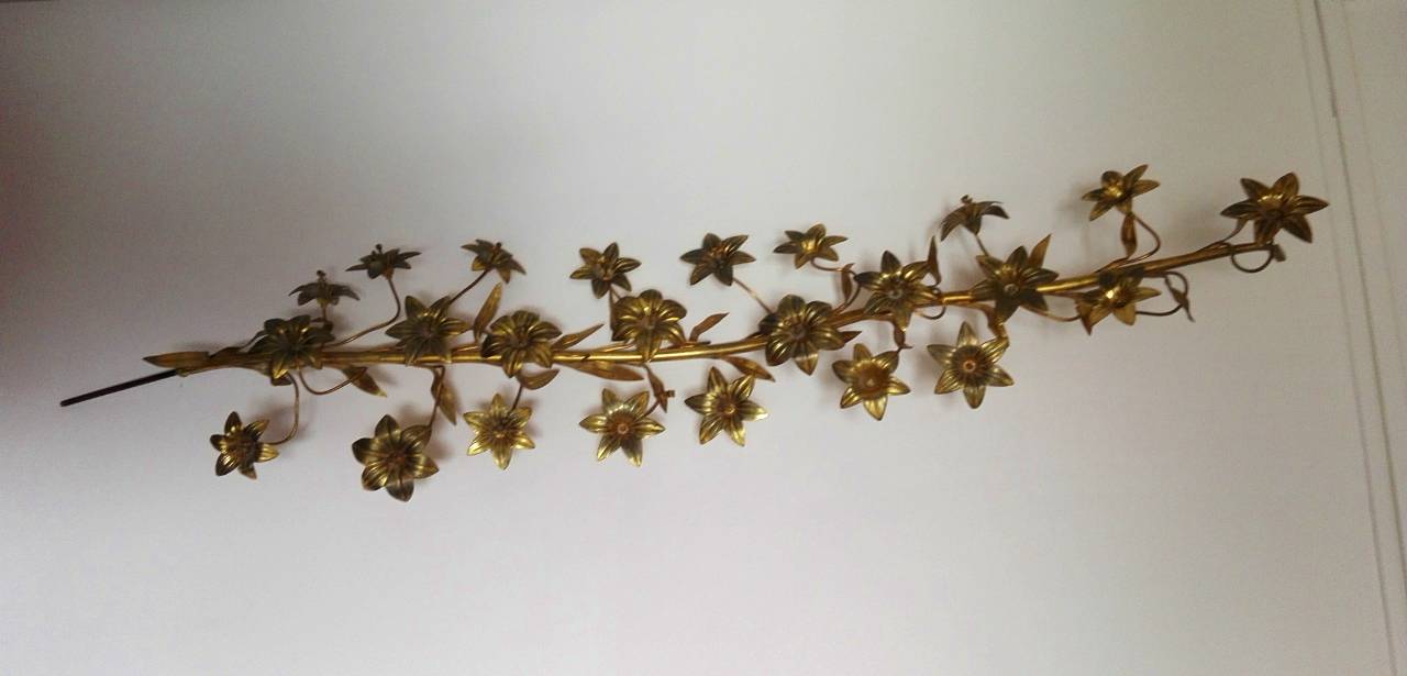 Vends bel ornement d’église en bronze, laiton, fleurs de lys, XIXème