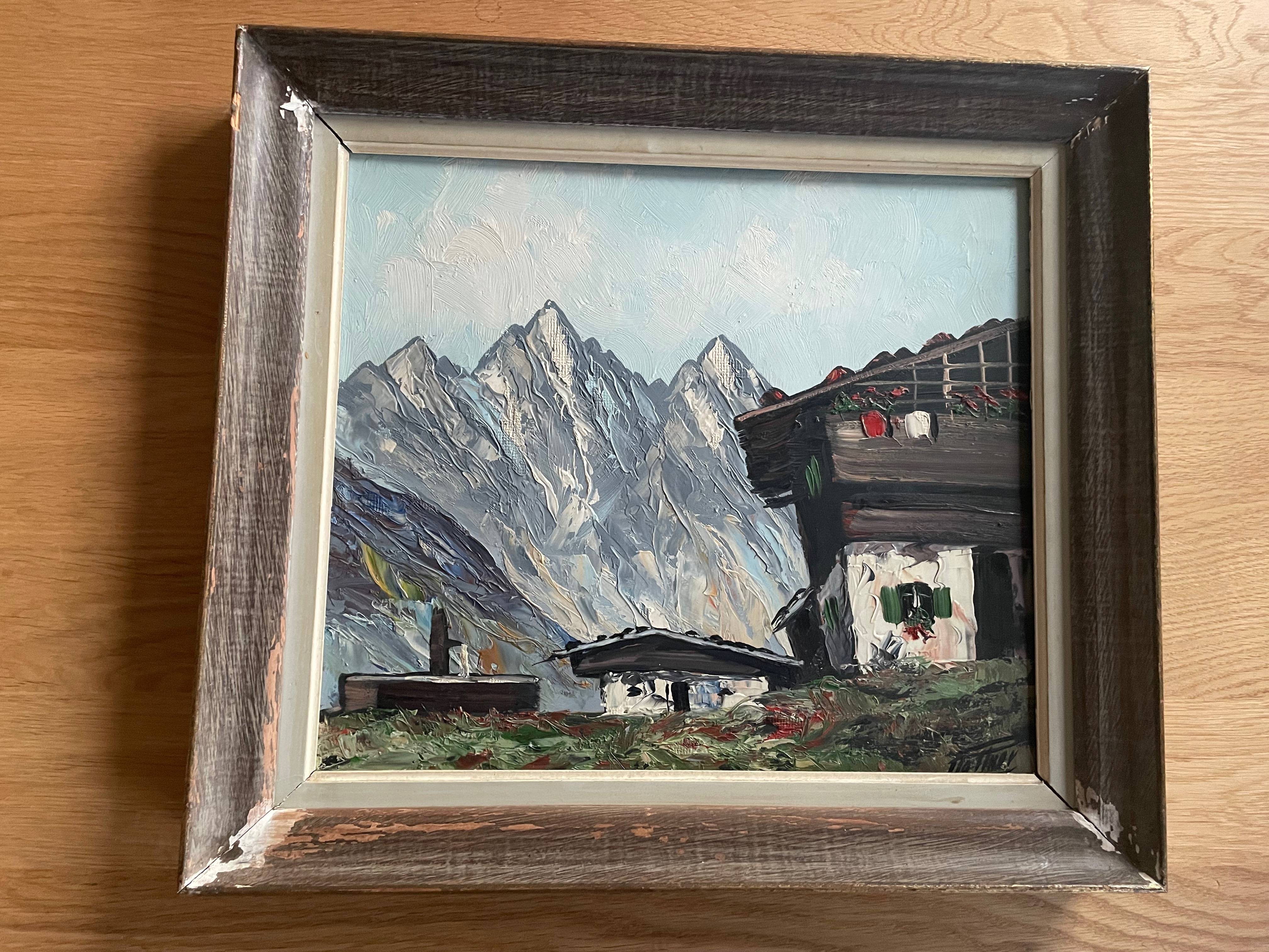 Peinture, paysage de montagne
