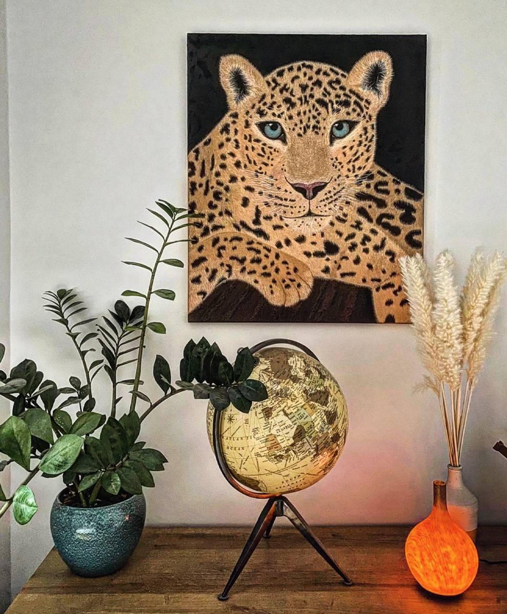 Vends peinture originale léopard 73x60cm acrylique