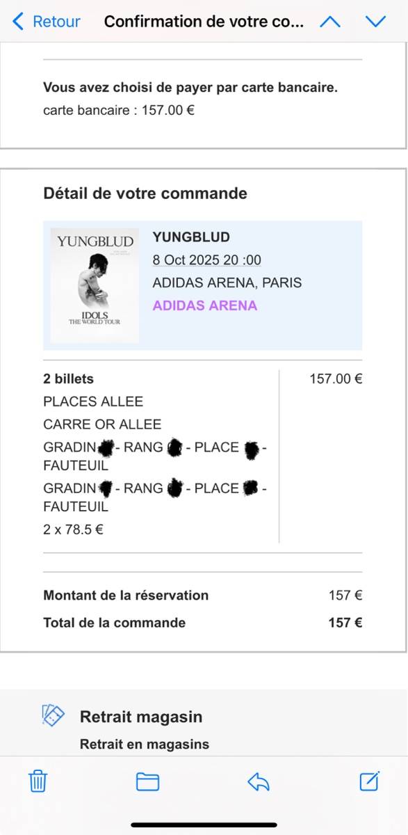 Vends deux places pour le concert de Yungblud le 10 août
