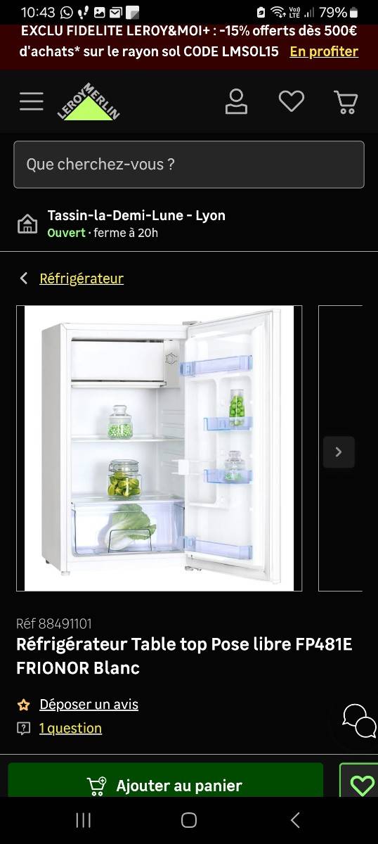 Vends réfrigérateur frigidaire top