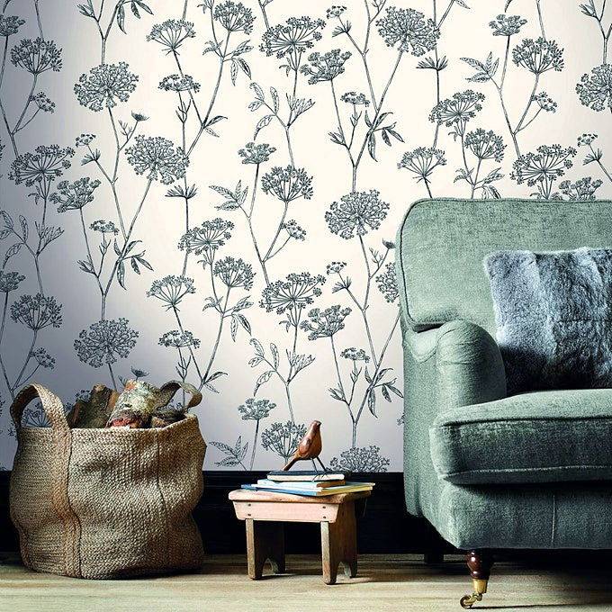 Papier peint retro aqua Couleur vert, gris, blanc Graham Et Brown | La Redoute