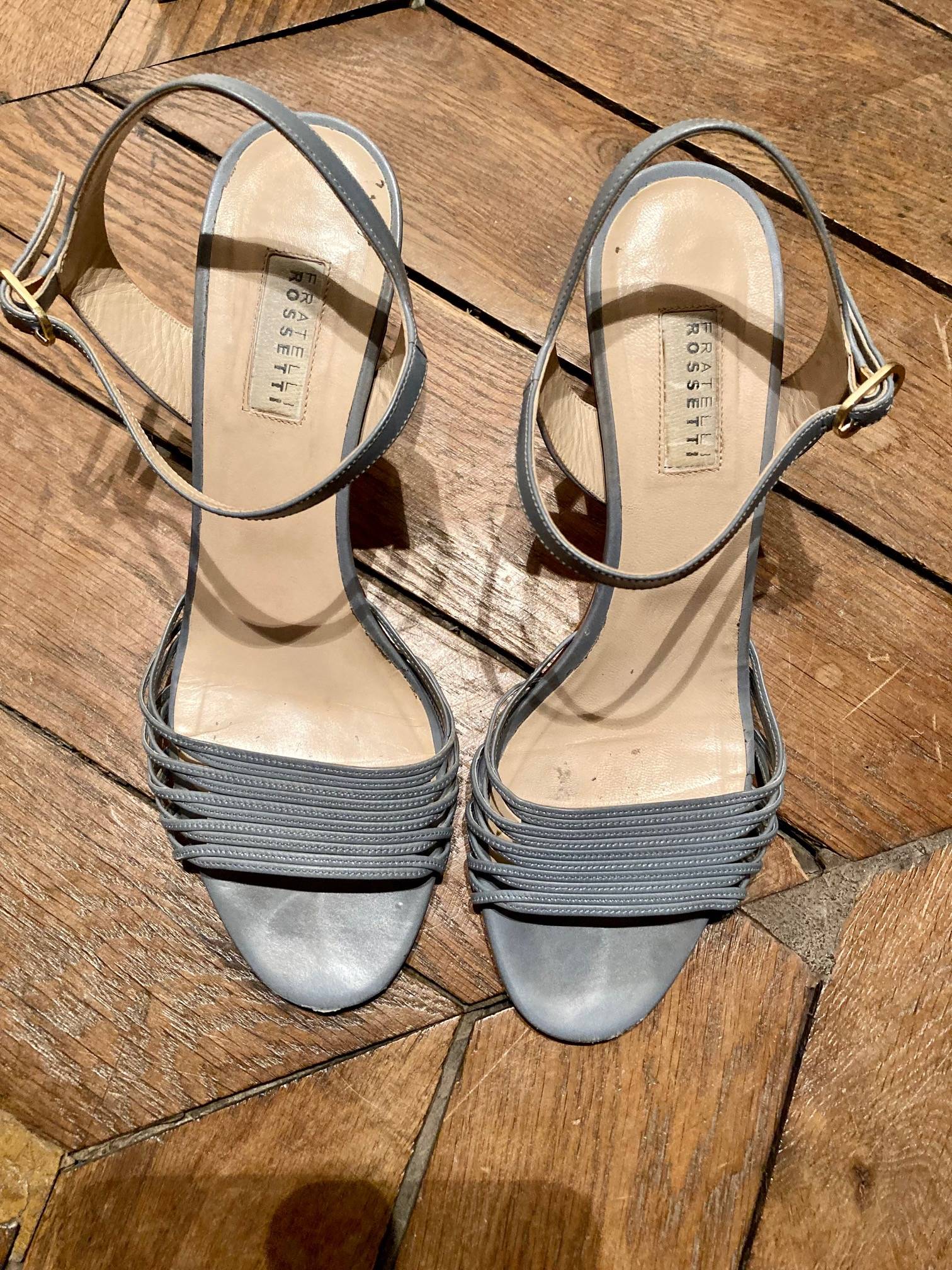 Vends Sandales Bleues en cuir à talons Fratelli Rossetti - Pointure 40