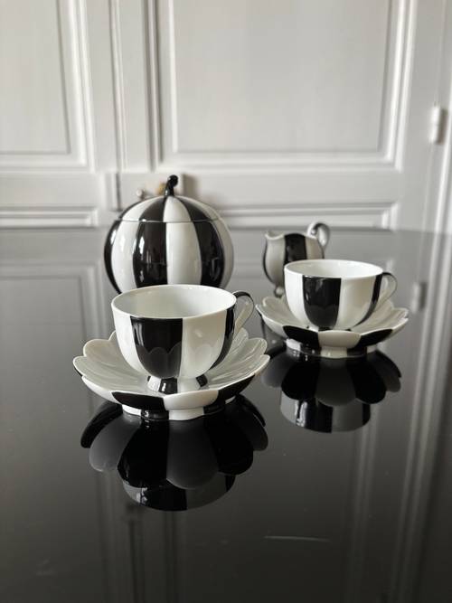 Vends service à café Art Déco Collection MELONE design autrichien Hoffmann 1929 Manufacture Augarten état neuf