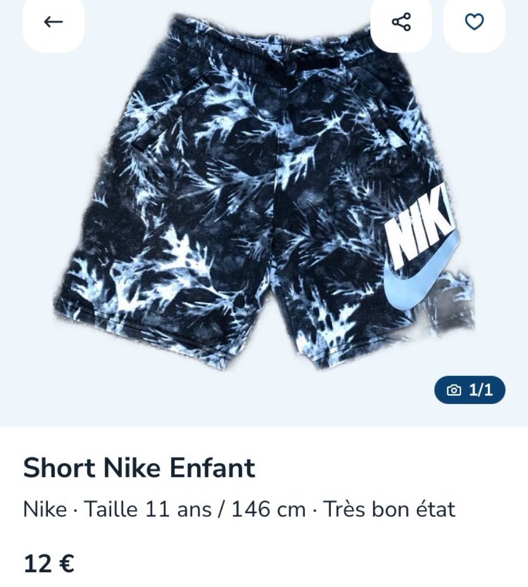 Vends short Nike