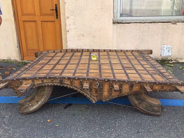 Table Basse Indienne Antique - Bous Exotique - Bois Massif - Artisanat Inde