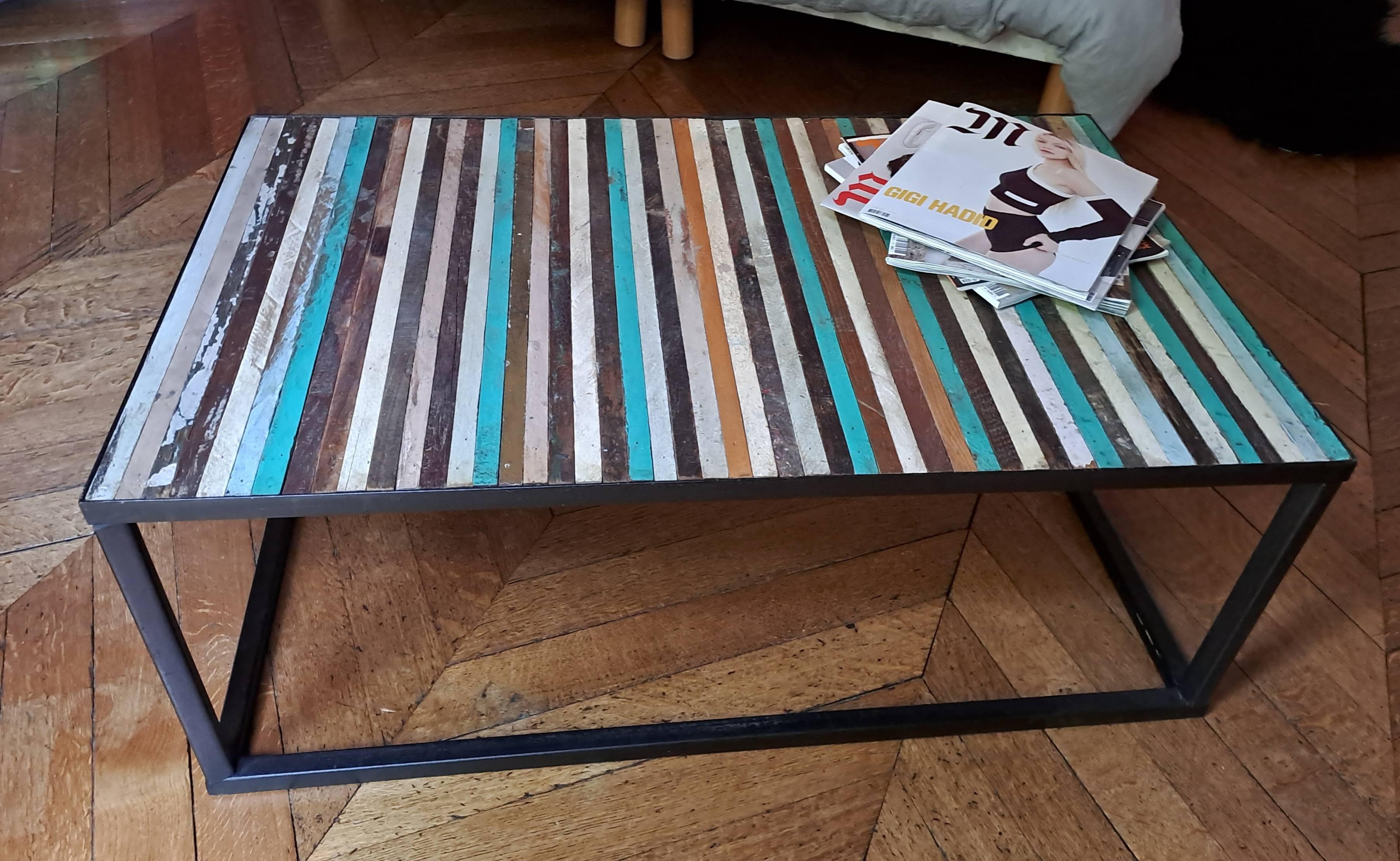 Vends table basse Maisons du Monde en lattes vieillies (modèle Bahia