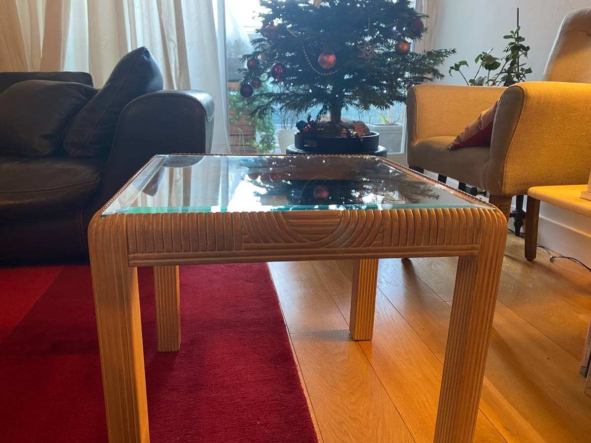 Vends Table Basse laquée blanche / 2 plateaux verre sur Gens de Confiance