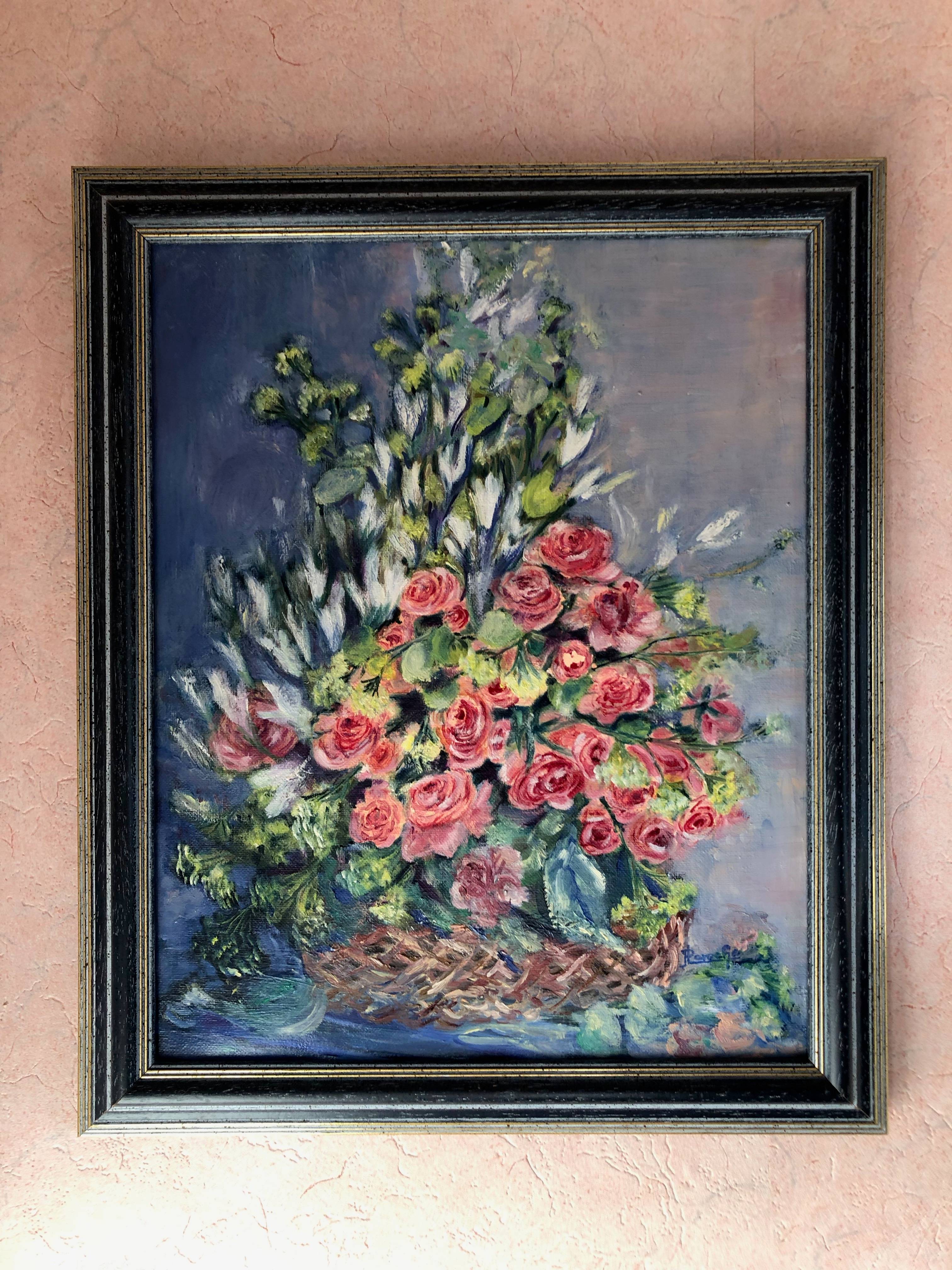 Vends tableau huile "fleurs"