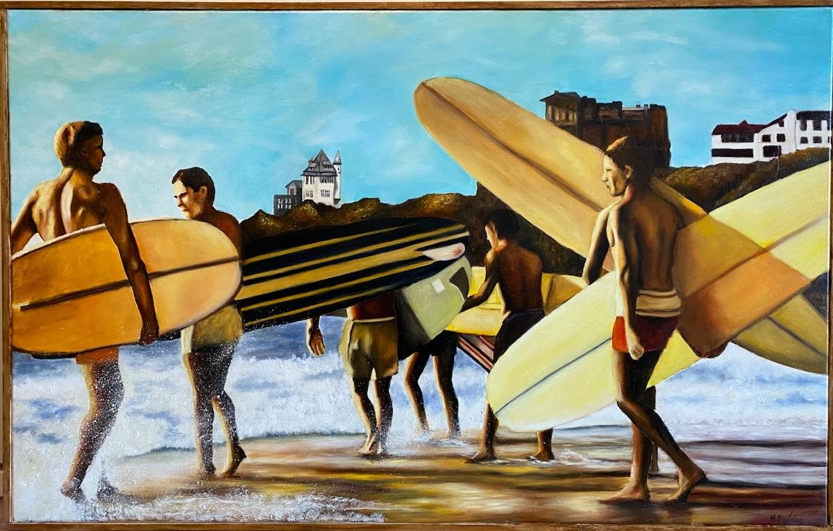 Vends Tableau huile sur toile représentant « la côte des Basques » signé
