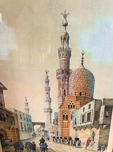 Vends tableau orientaliste mi-20ème gravure vue mosquée d’Emyr-Jacour