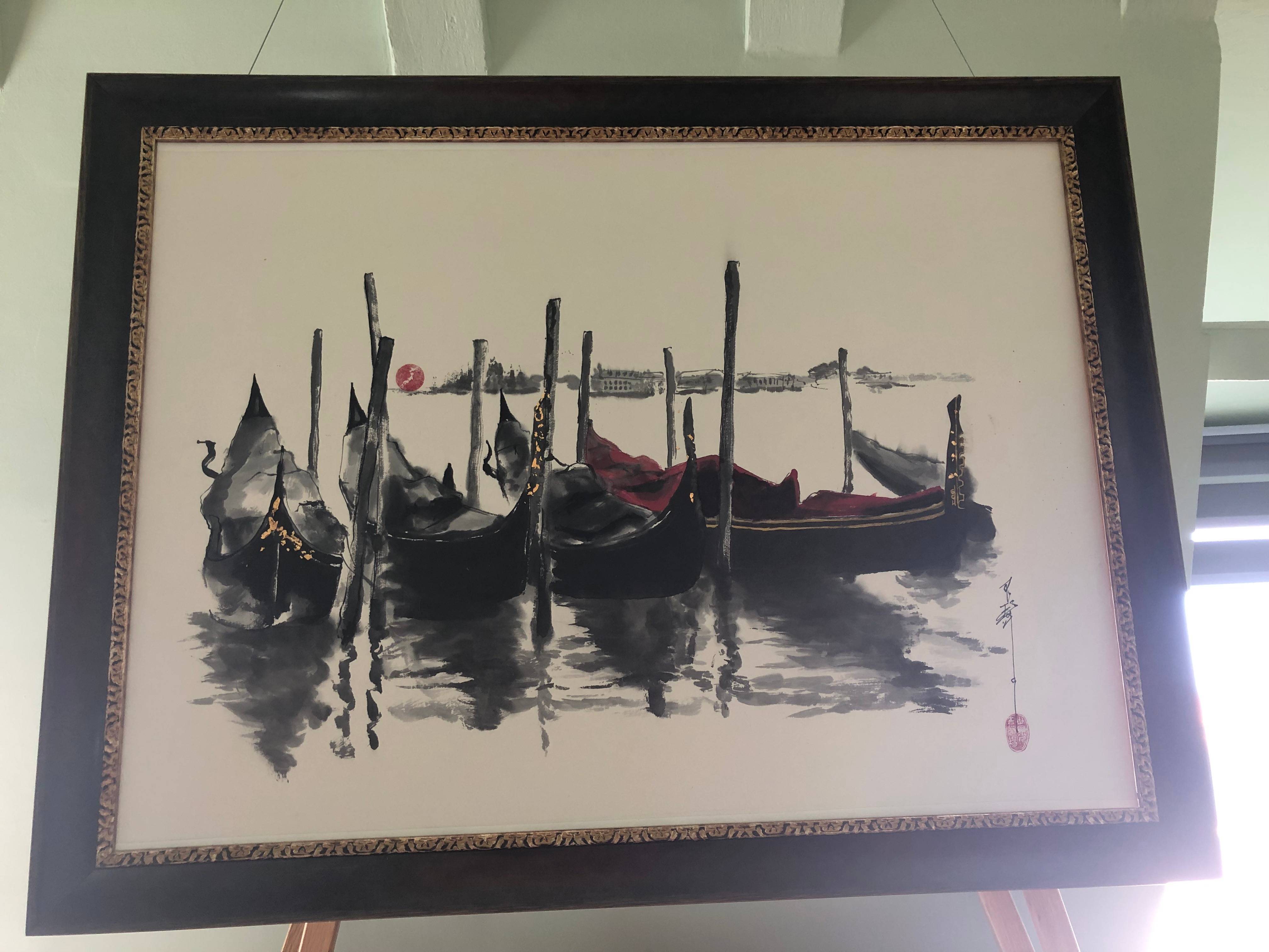 Vends TABLEAU (technique sumi-e) grand format encadré