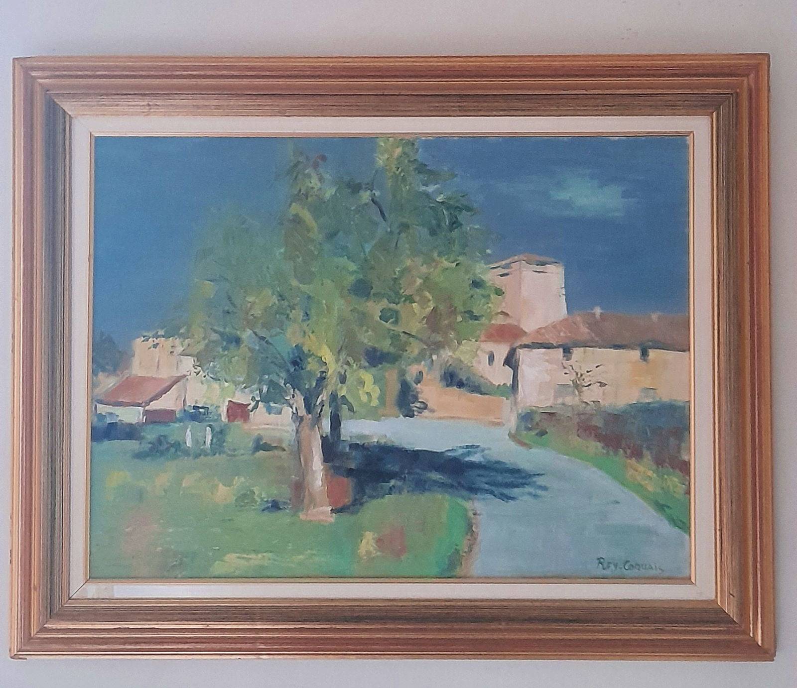 Vends huile sur toile Châteauvieux signée Rey-Coquais