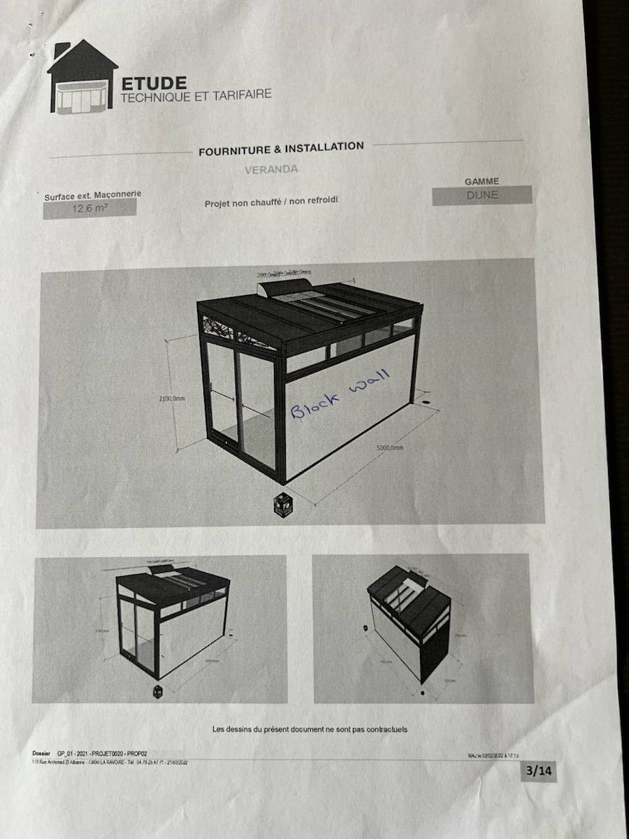 Vends véranda aluminium 12,6m² Akena gamme Dune