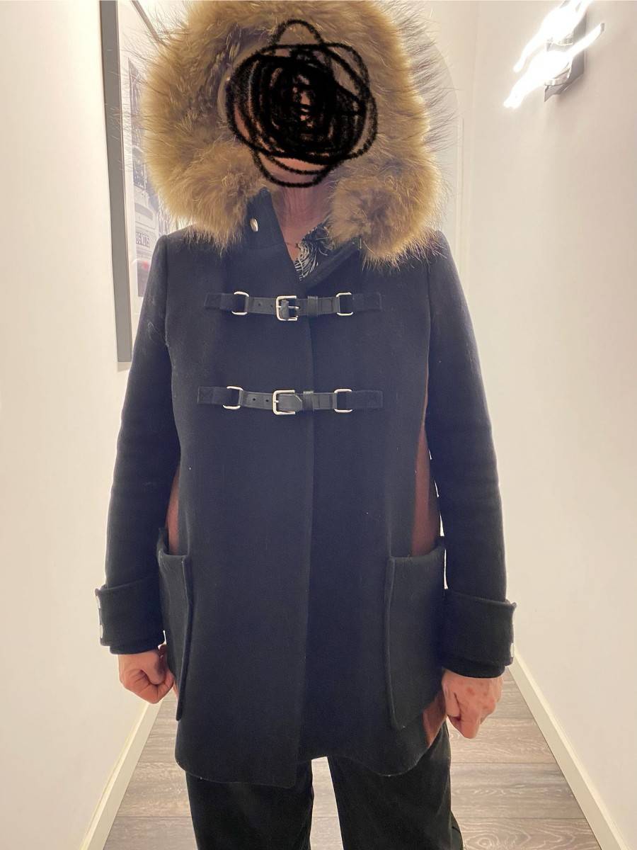 Vends veste Maje laine noir /bordeaux très bon état - Taille M