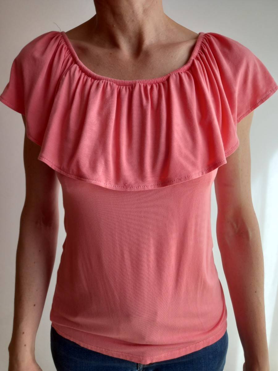 Vends top rose à volant taille S (marque tex)
