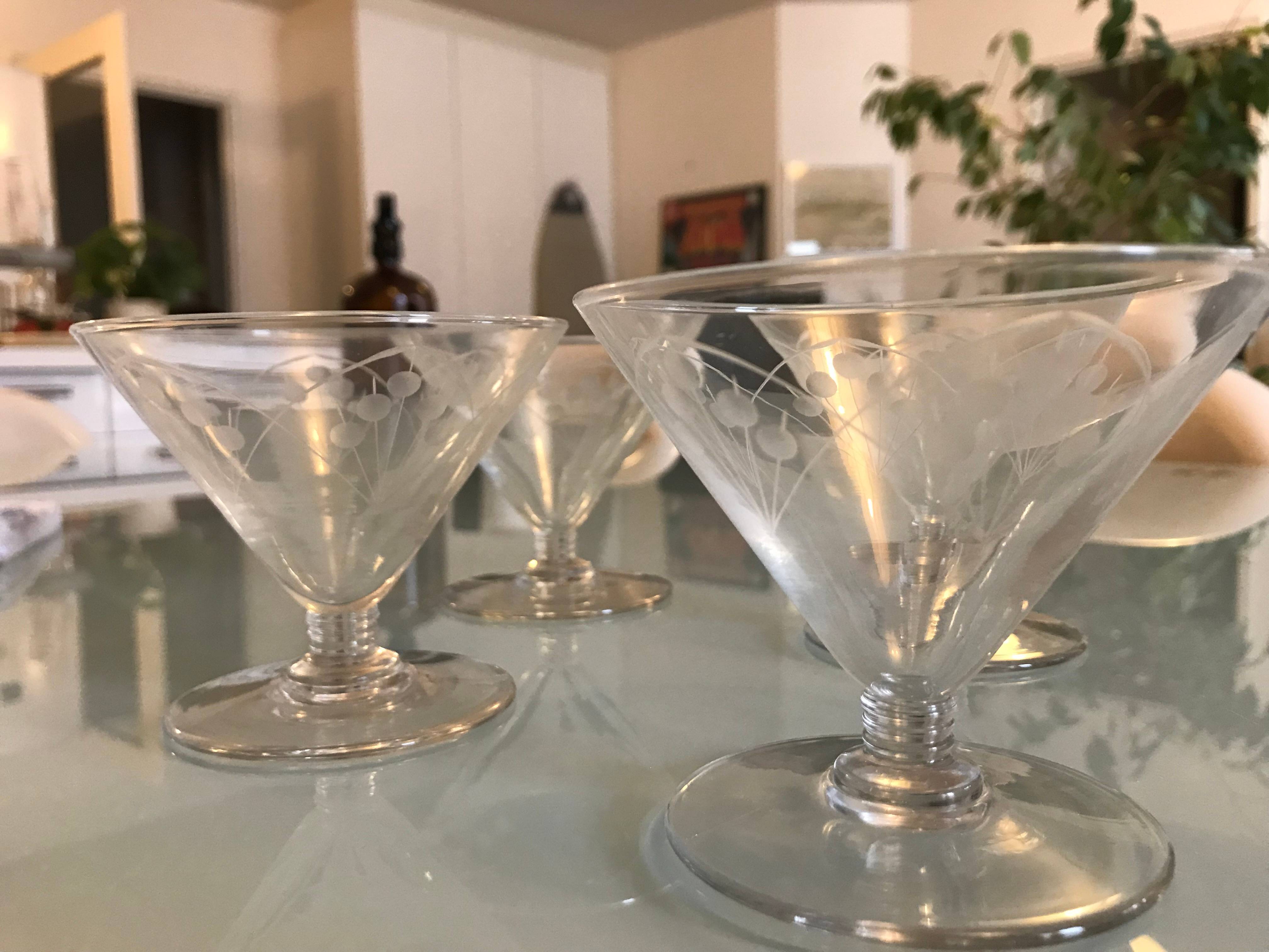 4 verres à cocktail rétro