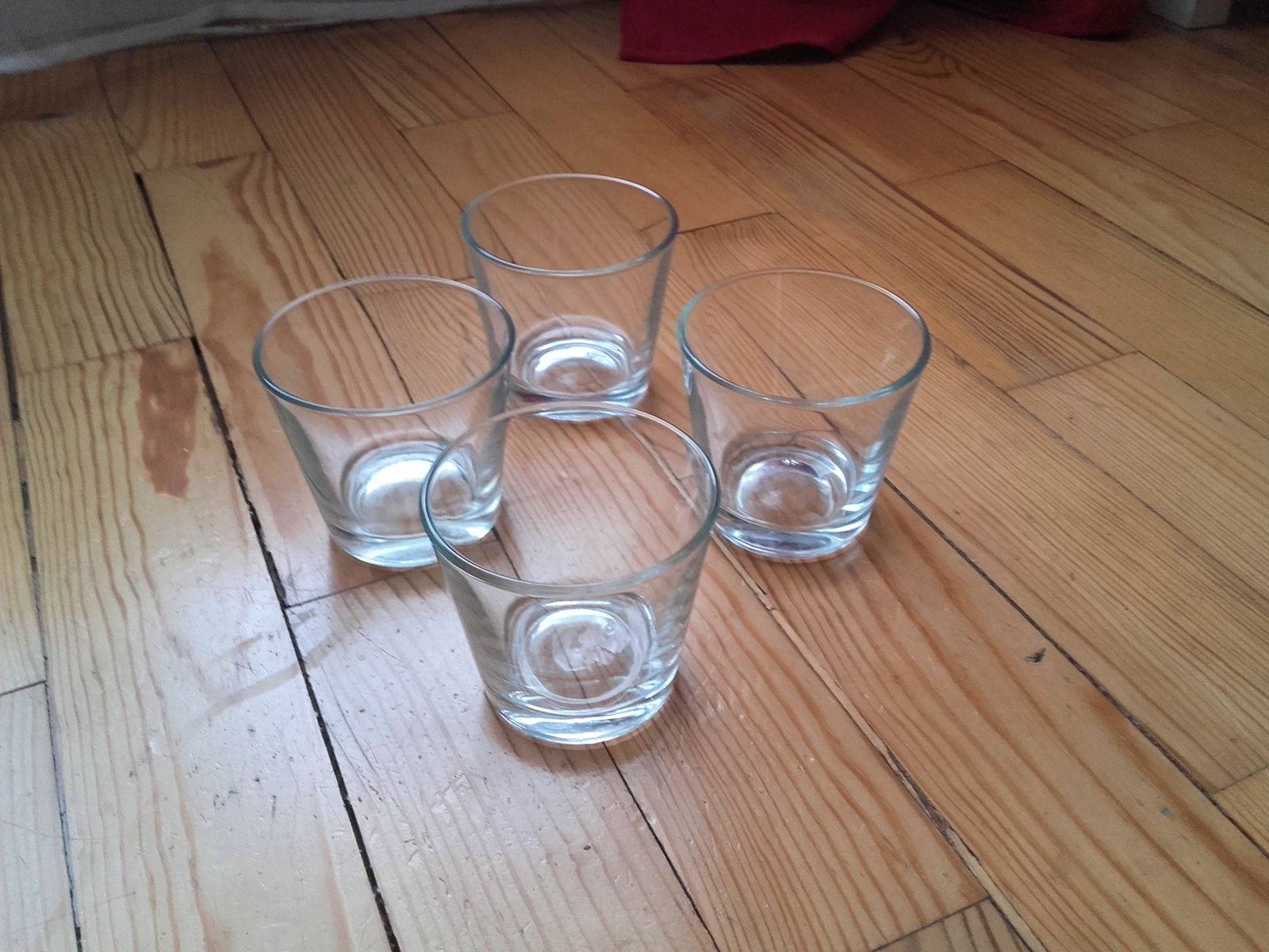 Lot de 4 verres à eau/photophores, forme évasée, en verre épais TBE