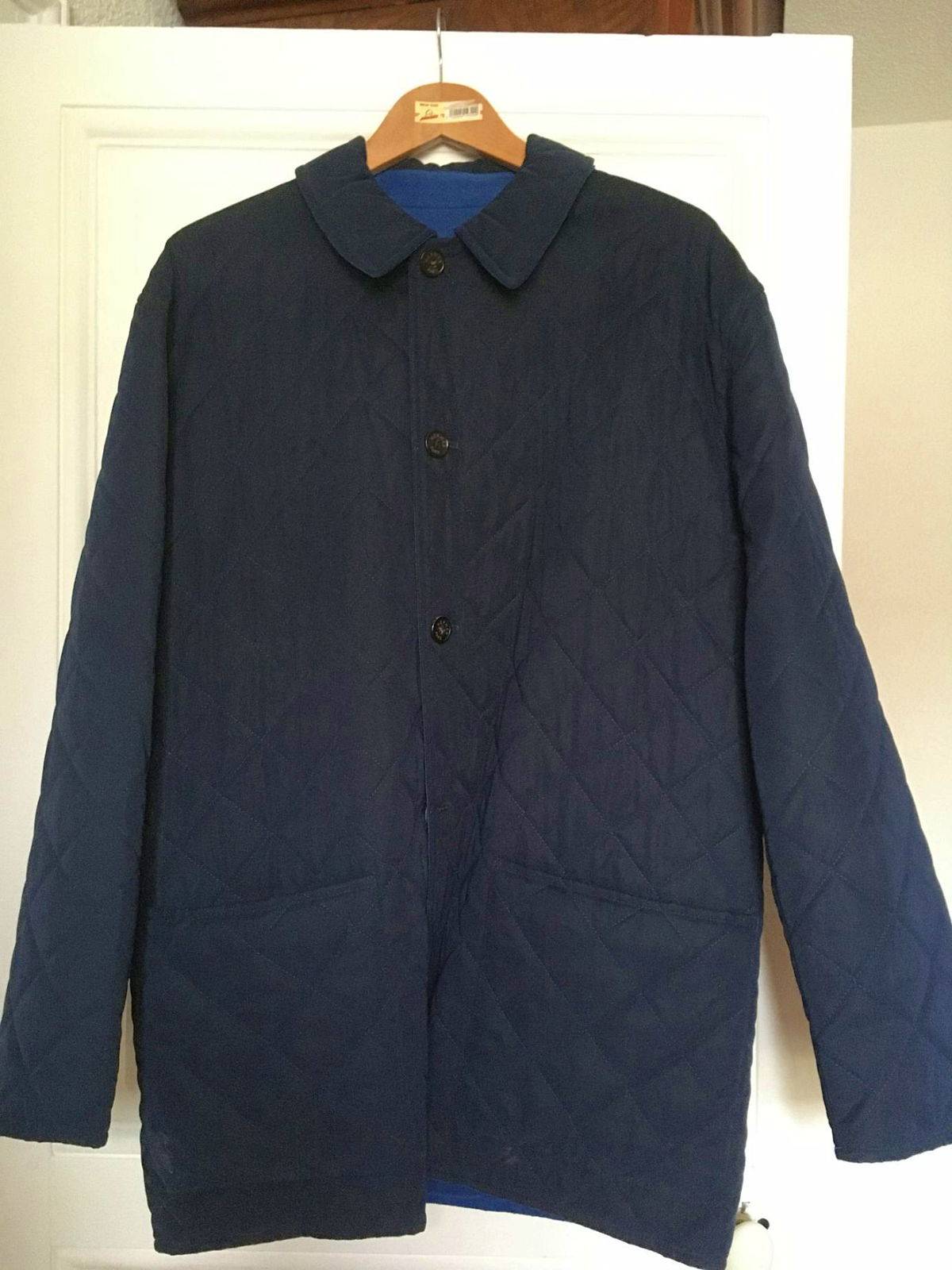 Veste Hermès matelassée & réversible, taille 48, bleu marine/bleu pétrole