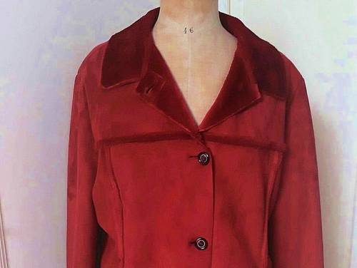 Veste daim rouge