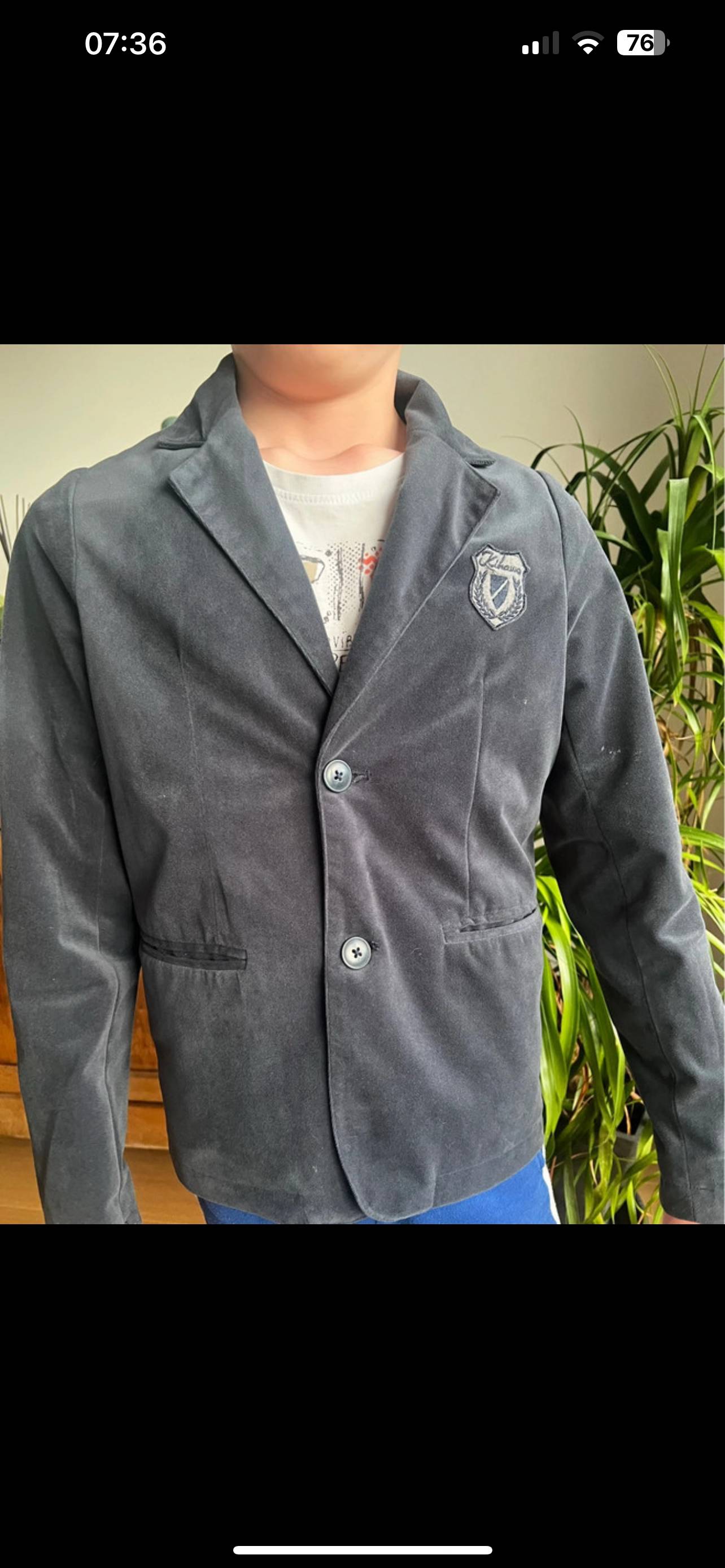 Vends veste grise en velours - Taille 12 ans