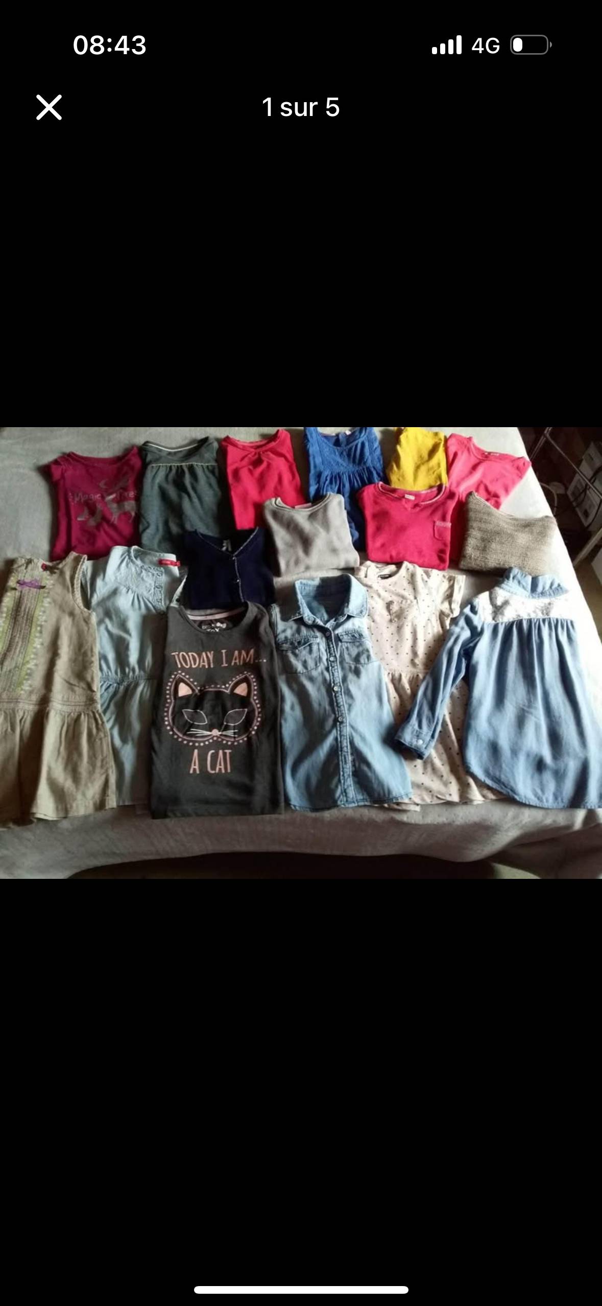 Vends lot de 16 vêtements filles - Taille 5 ans