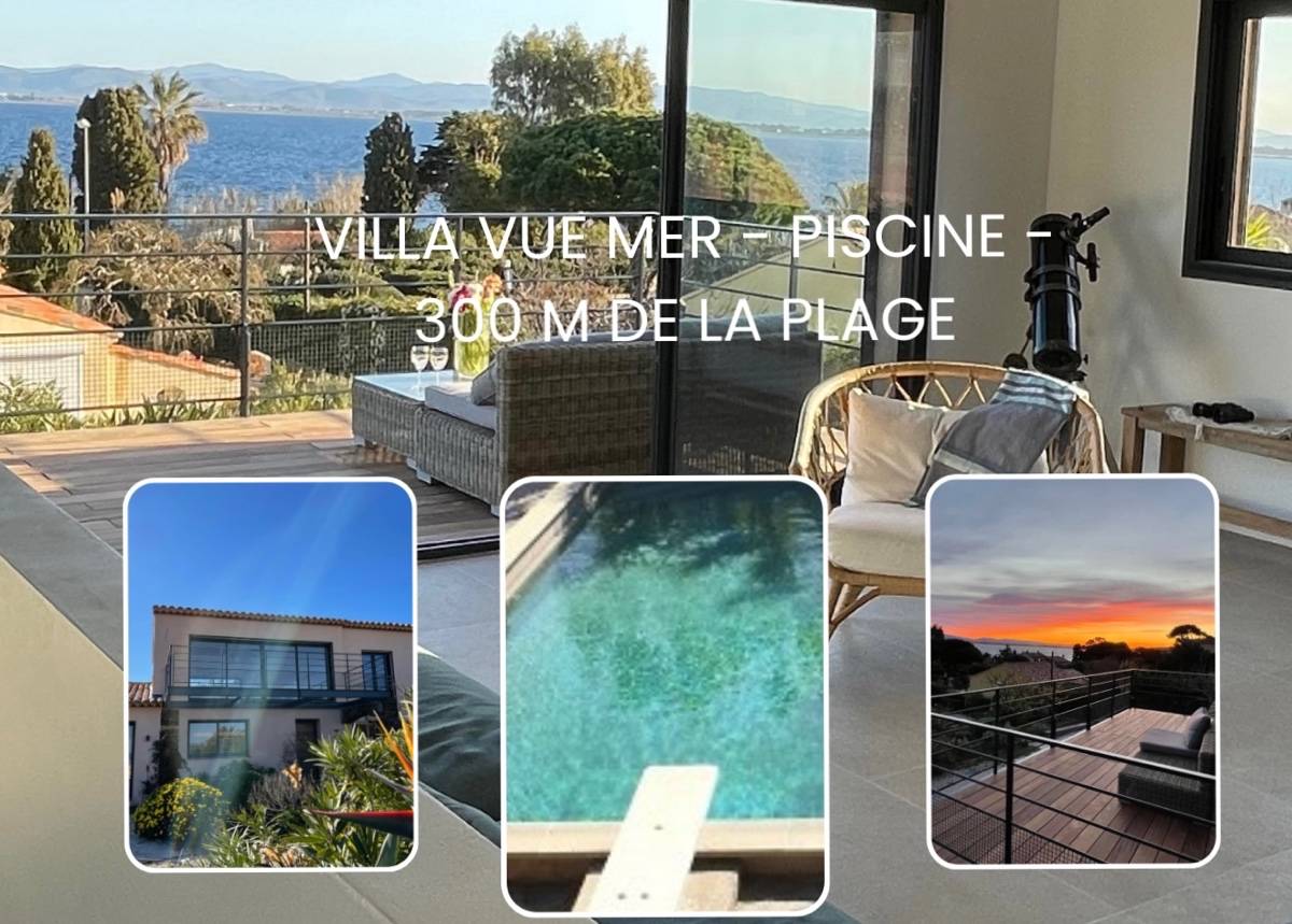 Loue villa Redouno, vue mer, piscine privée, 300m plage, 9 couchages, charmante Presqu’île de Giens, Hyères 83