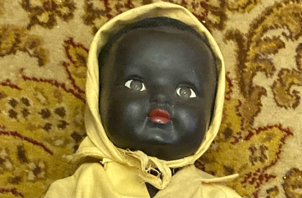 Vintage Poupon Convert noir 40 cm en celluloïd/plastique dur