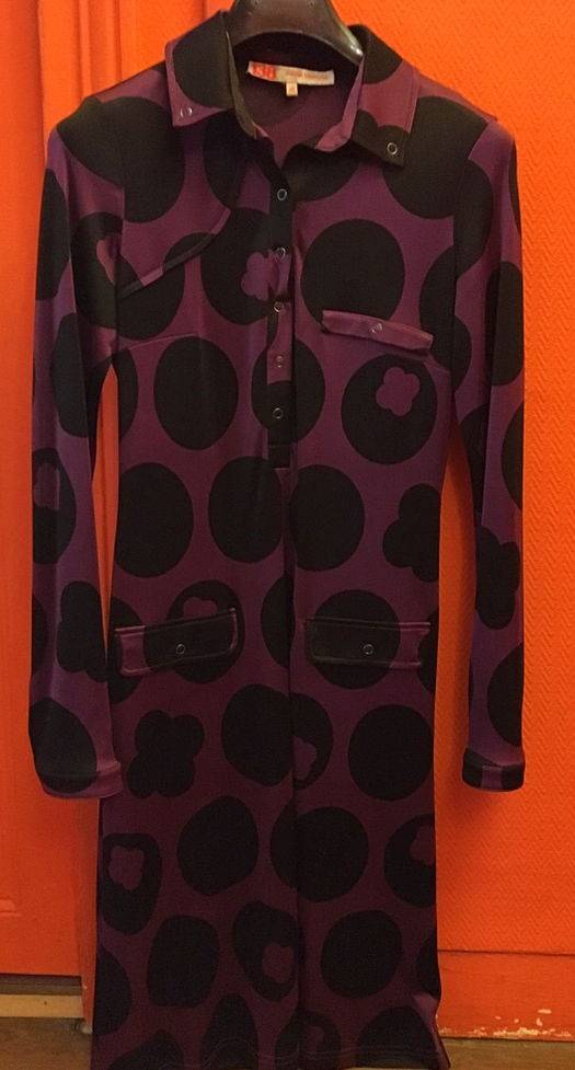 Robe, Noir et Violet, Taille 40, 100% soie, Jérôme L’huillier