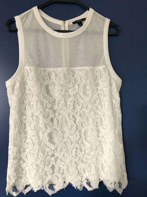Top voile et mousseline écru Taille M
