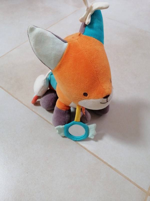 Peluche d’éveil renard en coton bio (nature et découvertes)